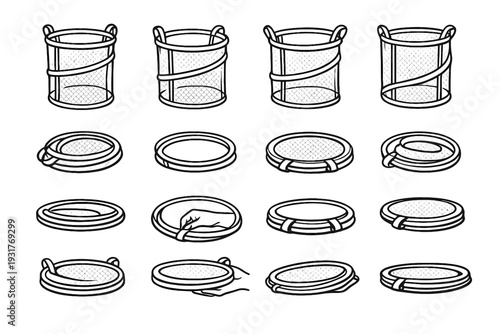 Icons icon vector circular reinforced foldable folding minimalist laundry binding clean storage