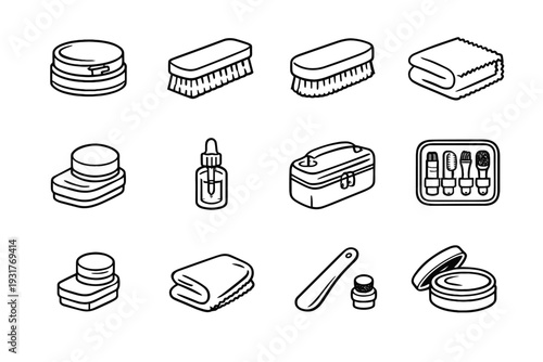 Polish design functional storage vector shoe clean stiff shine icon applicator