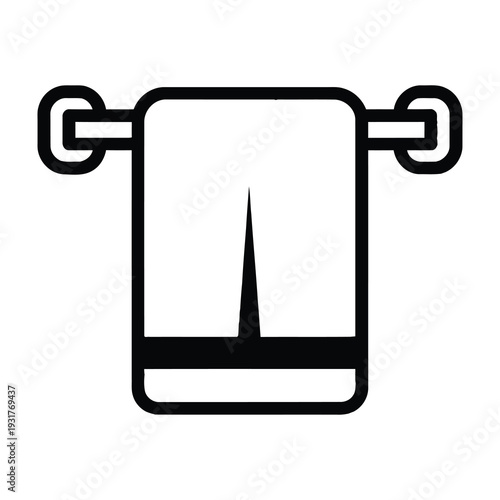 Minimalist black and white towel icon with holder for clean bathroom design
