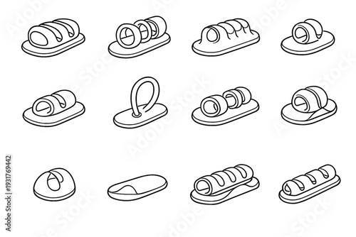 Holding clip icons cable geometry silicone minimal mounting simple rounded vector icon