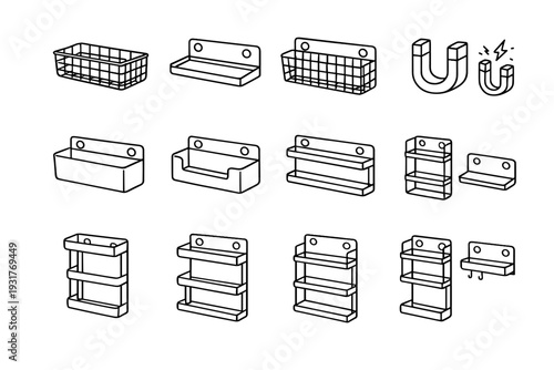 Minimalist magnetic fridge icon magnet icons vector functional compact geometry outline refrigerator