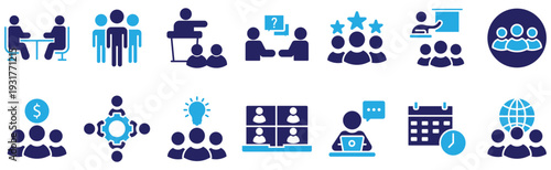 Corporate Strategy and Management Vector Icons Collection	