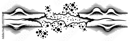 Abstract organic explosion border with bursting particles hand drawn