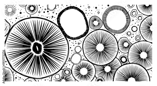 Abstract circular organic pattern cells microscopic view