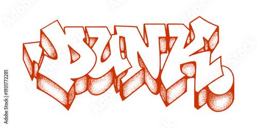 Dunk Graffiti Wildstyle Lettering in Bold Urban Street Art Design.