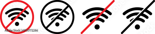 No WiFi icons set for no internet access signs