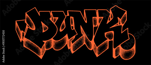 Dunk Orange Basket Sport Lettering in Vibrant Urban Graffiti Style.