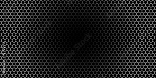 Black perforated metal plate. Metal grill. Black metal texture steel background. Perforated sheet metal.Abstract dark gray circle mesh pattern background texture.