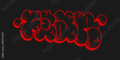 Fear Graffiti Red Lettering with Gritty Urban Hand Drawn Texture.