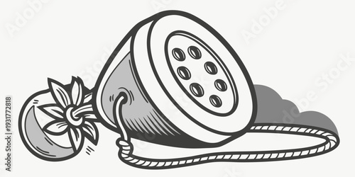 Vintage rotary phone with flower on cord, nostalgic communication symbol