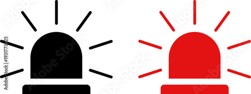 Emergency alert icons with flashing lights in black and red
