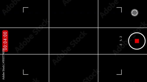 Smartphone Camera Recording Screen Overlay Rec Camera Viewfinder With Timer , vertical camera streaming recorder, footage. 4K video