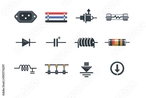 Protection current vector icon inductor block inlet image simple element generation return