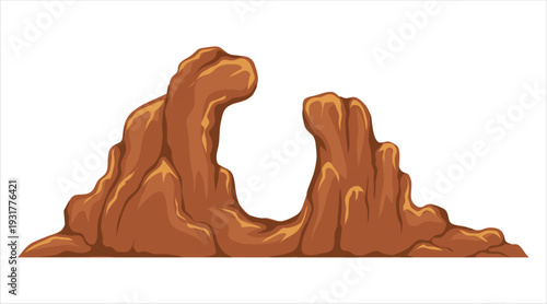 Brown rocky mountain range landscape illustration