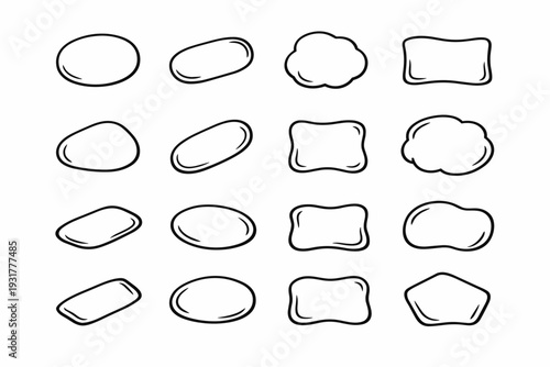 Icon outline bent dented bubble imperfect pebble form cushion icons misshapen shape
