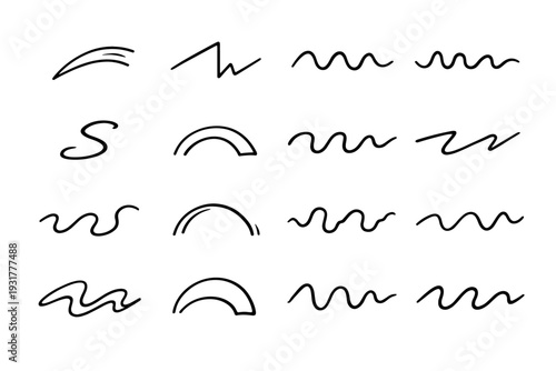 Uneven arc image icon simple generation vector meander curve warped stroke sine