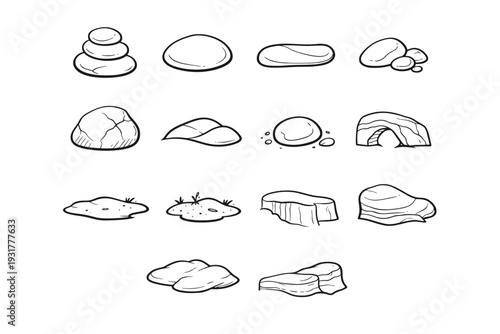 Cliff mineral gravel tender contour vector pebble generation image ground icon simple
