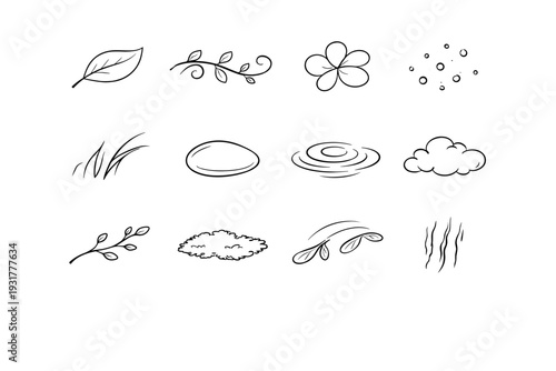 Icon simple seed moss pebble line ripple light vector generation curl image