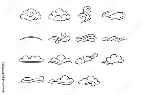 Vector sky stroke generation icon curve mist simple ribbon air image puff