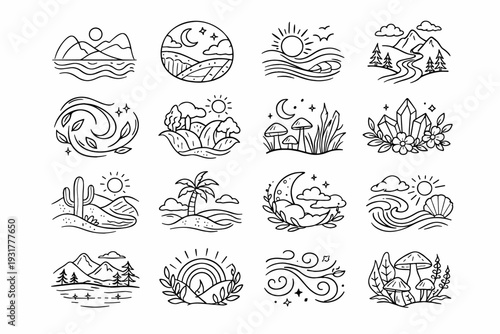 Abstract vector nine icon natural eleven nature blob eight four three icons