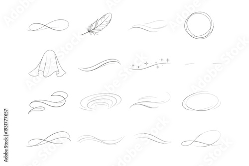 Breath vector simple faint stroke hairline veil image shimmer line generation icon
