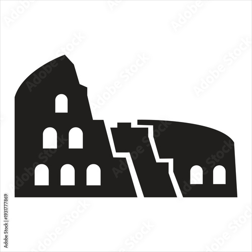 Black silhouette of ancient Roman Colosseum architecture