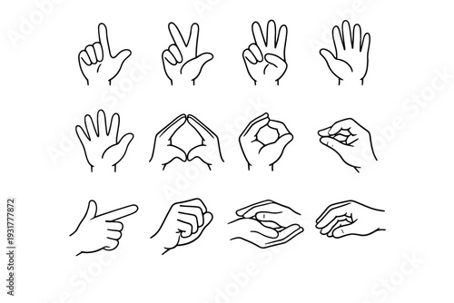 Five abstract tracings hand eleven three form ten four trace vector icon