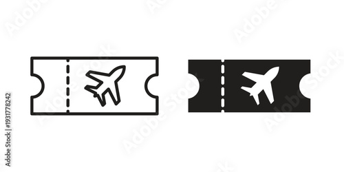 Airline ticket icon set. Linear style. Vector icons