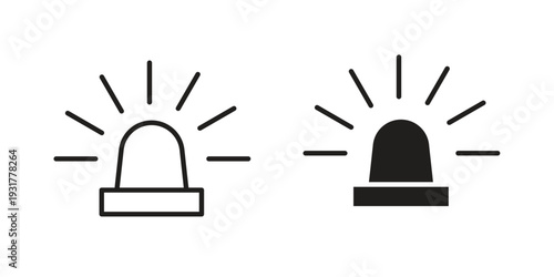Ambulance siren icon set. Linear style. Vector icons