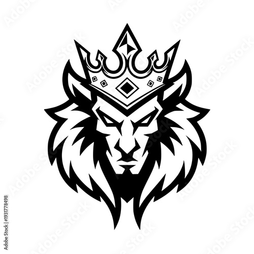 Majestic lion wearing crown symbolizing strength and royalty