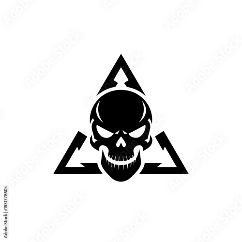 Bold skull design with lightning bolts in triangle