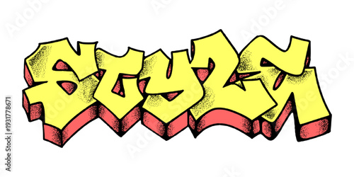 Style Lettering Graffiti Tag in Vibrant Yellow Urban Design.