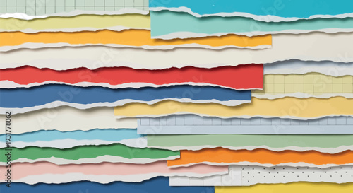 Abstract layered paper art with waves and vibrant colors and mixed media in a digital illustration from an overhead viewpoint Whisk