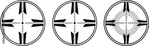Tactical optical crosshair vector set with calibrated scope reticles and high-tech HUD overlays.