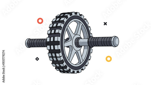 Abdominal wheel exercise equipment illustration used for core strength training and fitness workouts at home.