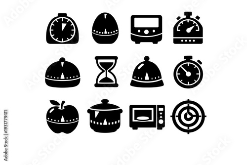 Helper cooking filled icons timer routine icon kitchen black geometry vector everyday