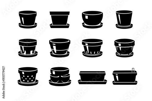 Object practical vector tray image icon care planter silhouette generation gardening base