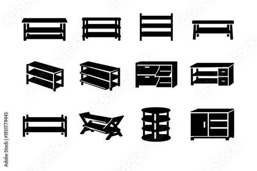 Rack vector aesthetic filled flat icon shoe simple geometry linear modern image