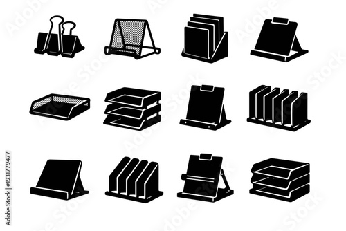 Generation organizer solid image rigid industrial stand structure simple icon vector paper