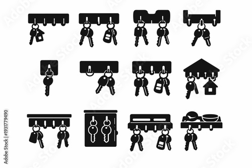 Hook silhouette image generation entryway home solution practical wall icon vector simple