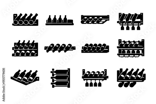 Simple image black rails form household mounted generation solid icon vector bottle