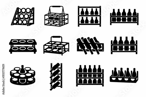 Storage bottle icons icon interior black vector solid rigid industrial structure rack