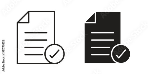 Approved document icon set. Linear style. Vector icons