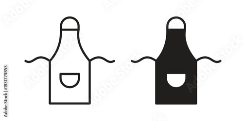 Apron icon set. Linear style. Vector icons