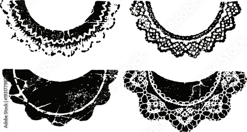 Vintage lace collar designs four intricate decorative trims with floral and scalloped patterns