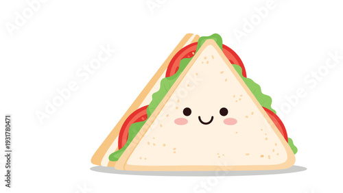 Adorable cartoon sandwich character with a smiling face and blushing cheeks depicted in a simple and friendly illustration style.