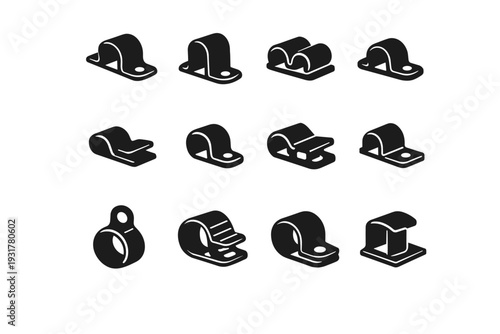 Vector clean generation clamp icon minimal image fastening simple accessory clip cable