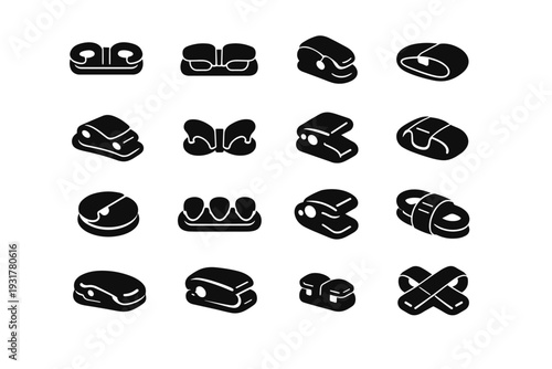 Simple vector wire icon image generation cord design compact clip holder clamp