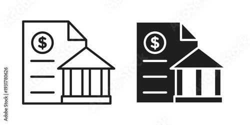 Bank statement icon set. Linear style. Vector icons