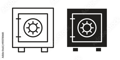 Bank vault icon set. Linear style. Vector icons